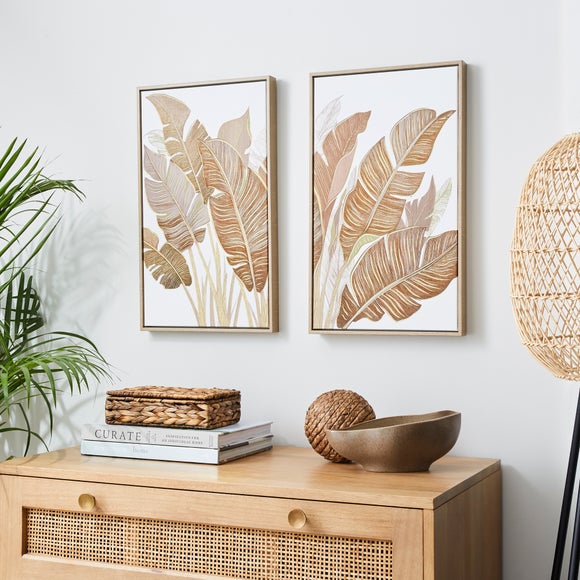 Set of 2 Leaf Framed Canvases