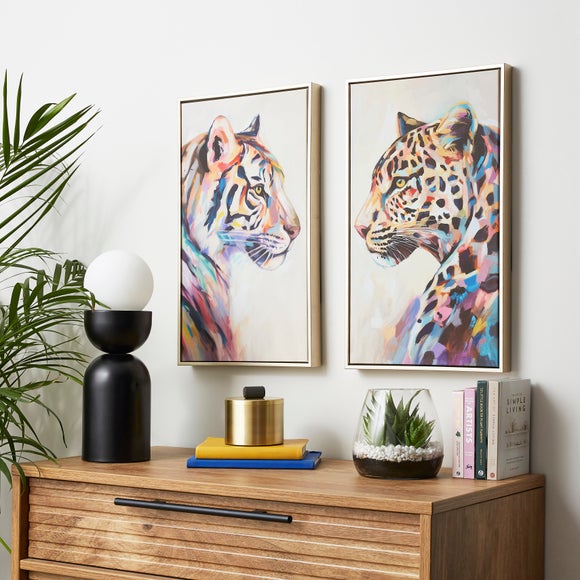 View Set Of 2 Pastel Tiger & Leopard Framed Canvases View Set Of 2 Pastel Tiger & Leopard Framed Canvases