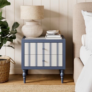 Petit Folkstone Stripe Wide 2 Drawer Bedside Table