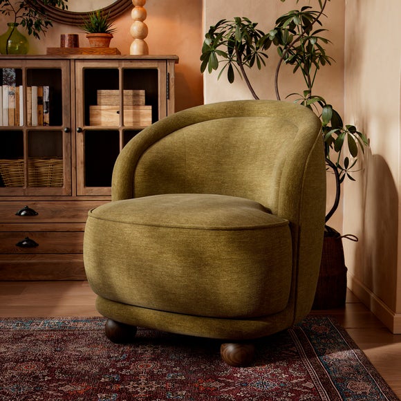 Amina Chenille Ball Foot Tub Chair