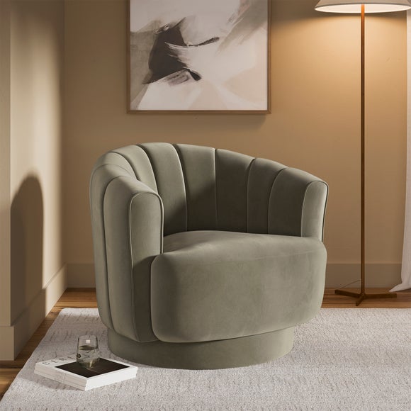 Carmen Quilted Velvet Swivel Chair
