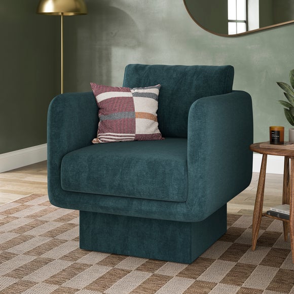 View Jude Chenille Upholstered Cube Armchair View Jude Chenille Upholstered Cube Armchair