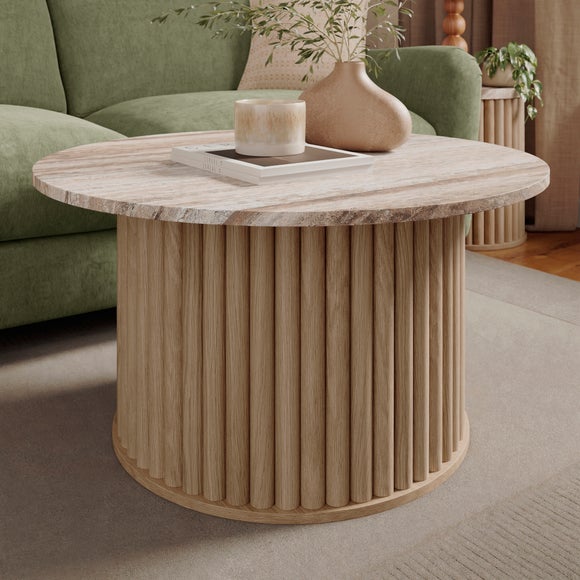 Photo of lucin travertine effect round coffee table