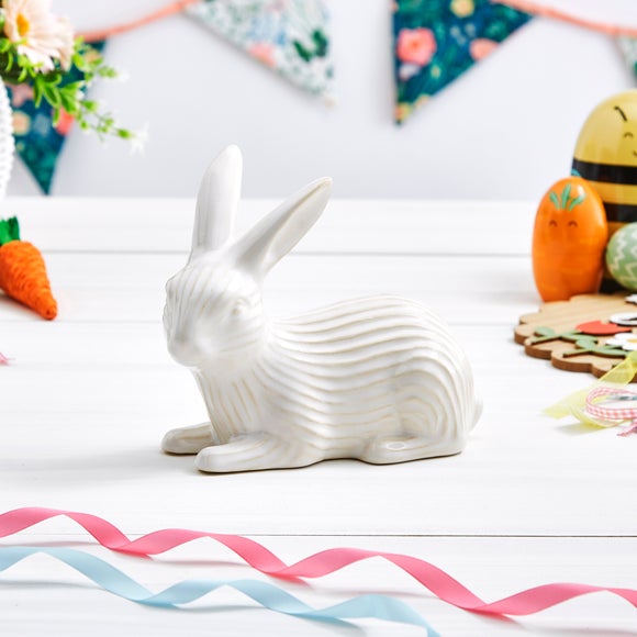 Ribbed Ceramic Bunny Decoration