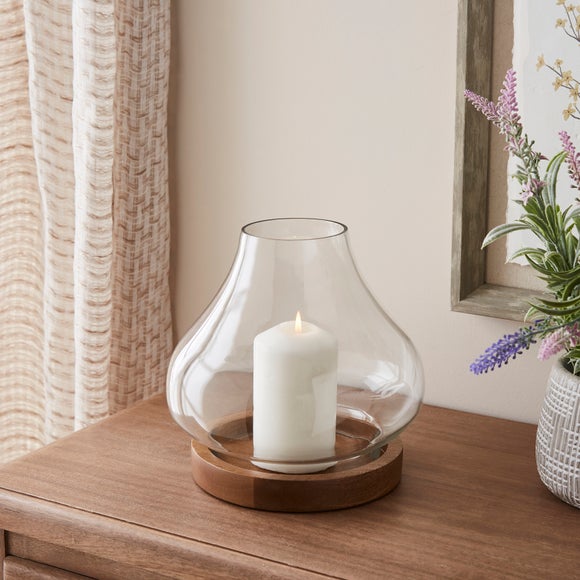 Mango Wood Hurricane Pillar Candle Holder