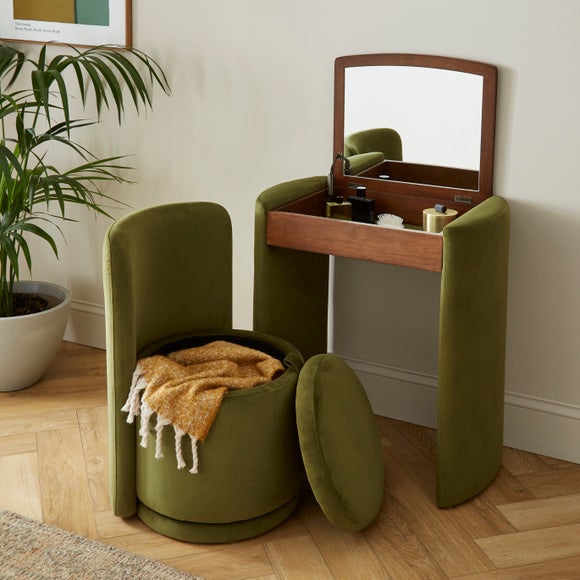 View Frankie Compact Dressing Table Set With Mirror And Stool View Frankie Compact Dressing Table Set With Mirror And Stool