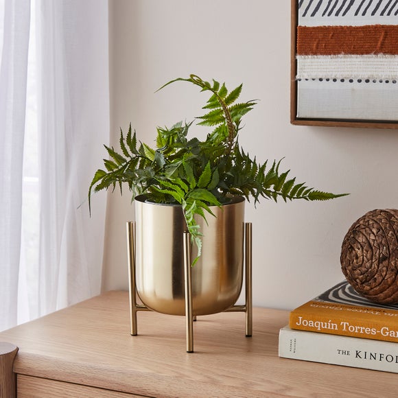 Curved Metal Plant Pot with Stand