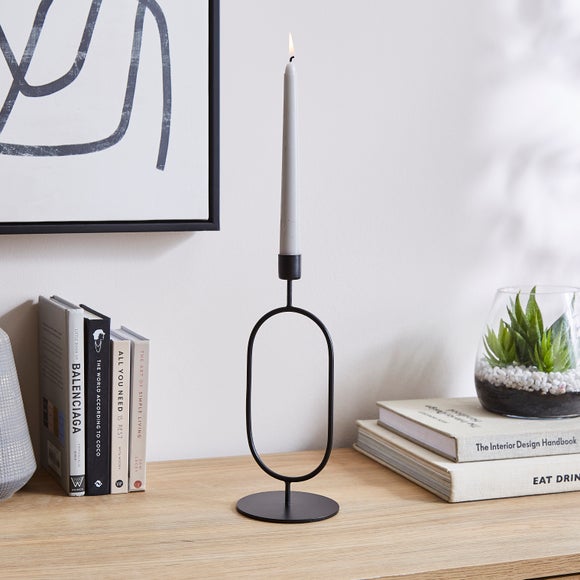 Metal Oval Loop Candlestick Holder