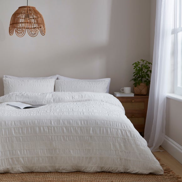 View Woven Brixham Seersucker Cotton Duvet Cover & Pillowcase Set View Woven Brixham Seersucker Cotton Duvet Cover & Pillowcase Set