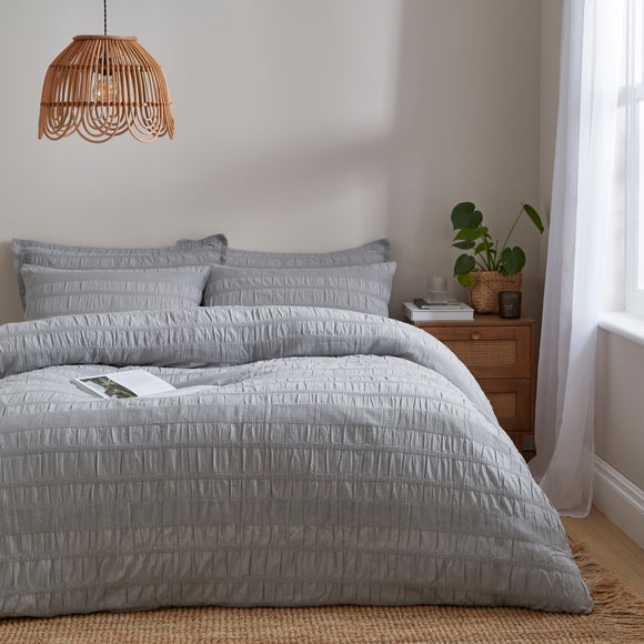 View Woven Brixham Seersucker Cotton Duvet Cover & Pillowcase Set View Woven Brixham Seersucker Cotton Duvet Cover & Pillowcase Set