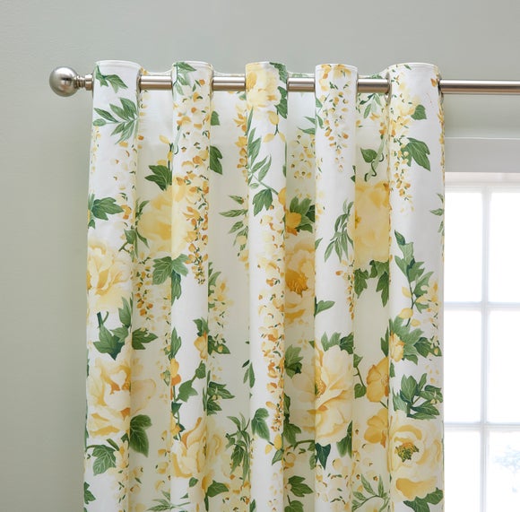 Hidcote Peonies Polycotton Eyelet Blackout Curtains