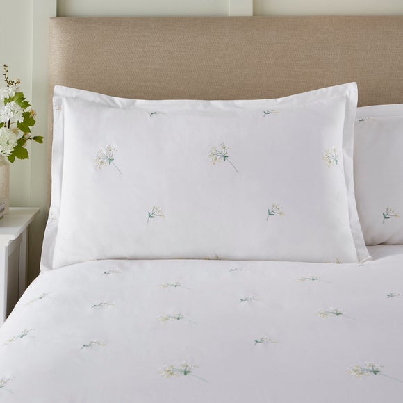 Emma Cow Parsley Embroidery 100% Cotton Sateen Oxford Pillowcase