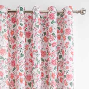 Eden Floral Polycotton Eyelet Blackout Curtains