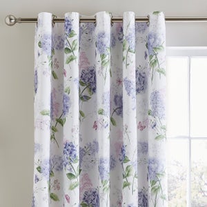Wild Hydrangea Polycotton Eyelet Blackout Curtains