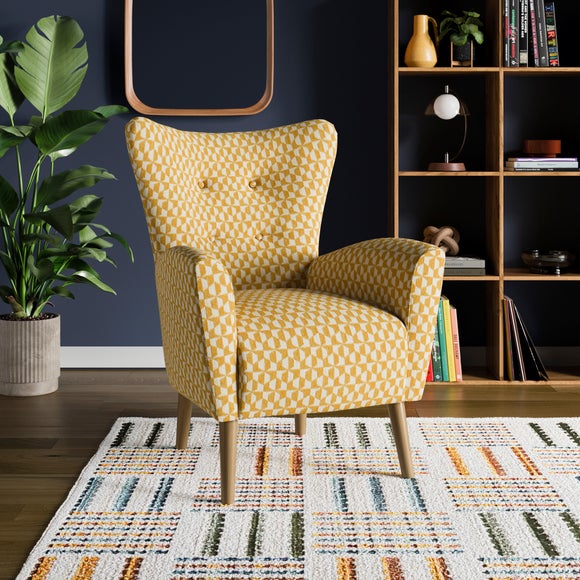 Sven Geo Checkerboard Modern Wing Back Chair