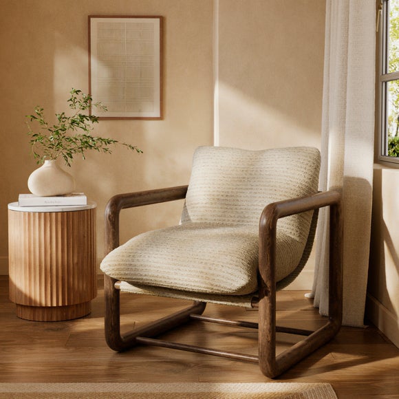 Malia Boho Stripe Chunky Wooden Occasional Armchair