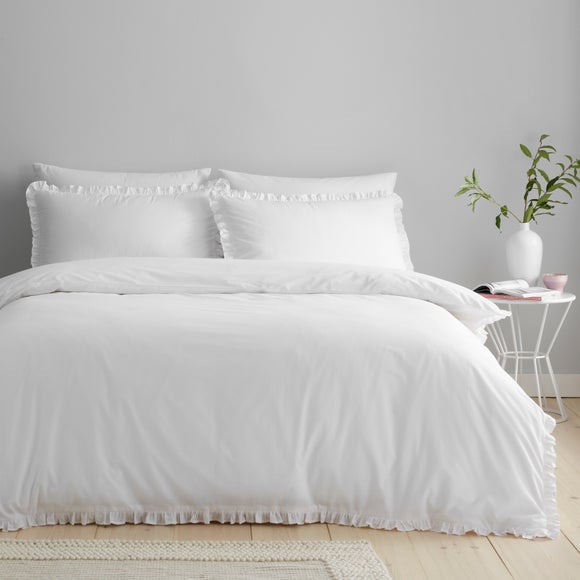Pure Cotton Frilled 100% Cotton Duvet Cover & Pillowcase Set