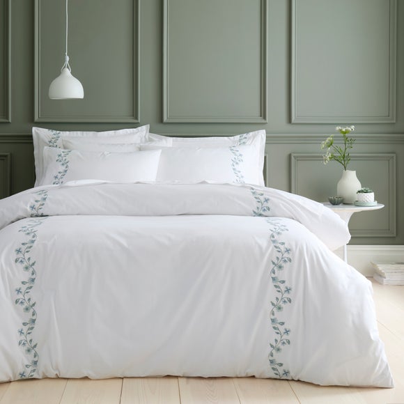 Birtley Embroidered 100% Cotton Duvet Cover & Pillowcase Set