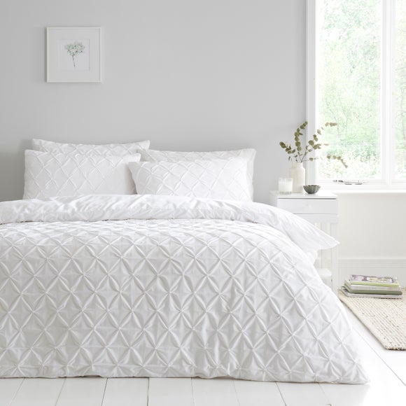Aster Pintuck 100% Cotton Duvet Cover & Pillowcase Set