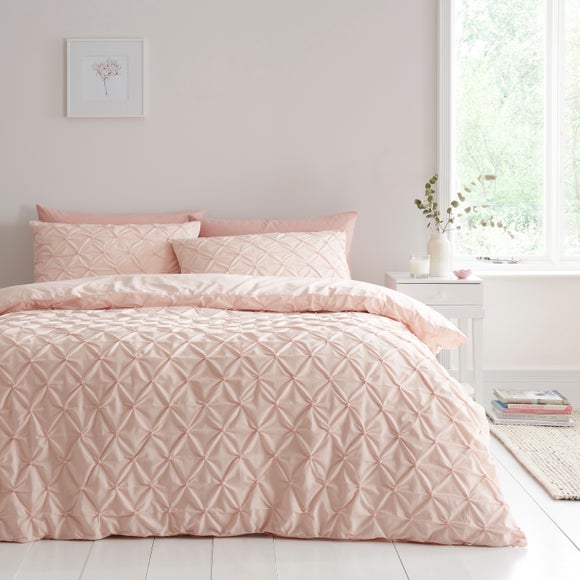 Aster Pintuck 100% Cotton Duvet Cover & Pillowcase Set