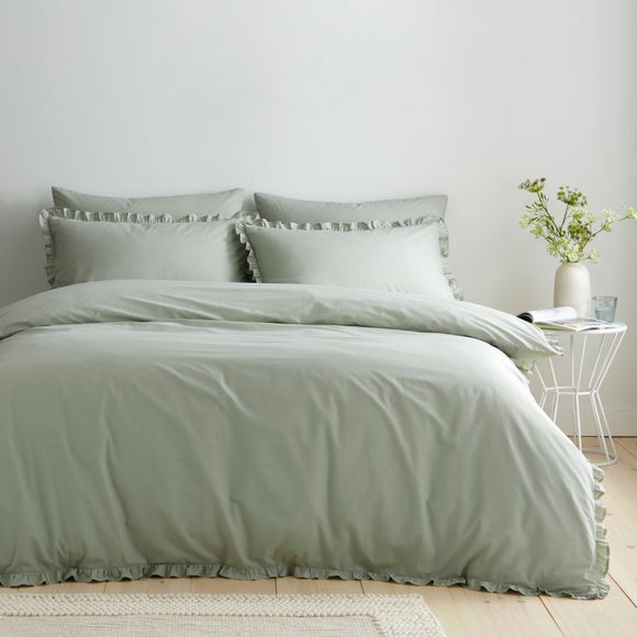 Pure Cotton Frilled 100% Cotton Duvet Cover & Pillowcase Set