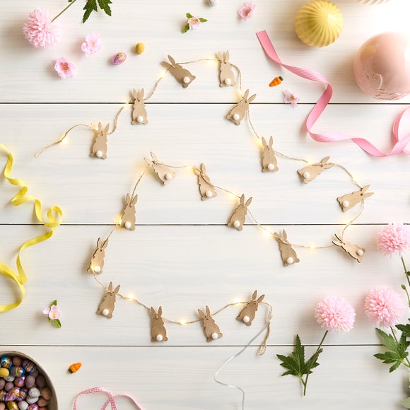 15 LED Bunny String Lights with Pom Pom Tails