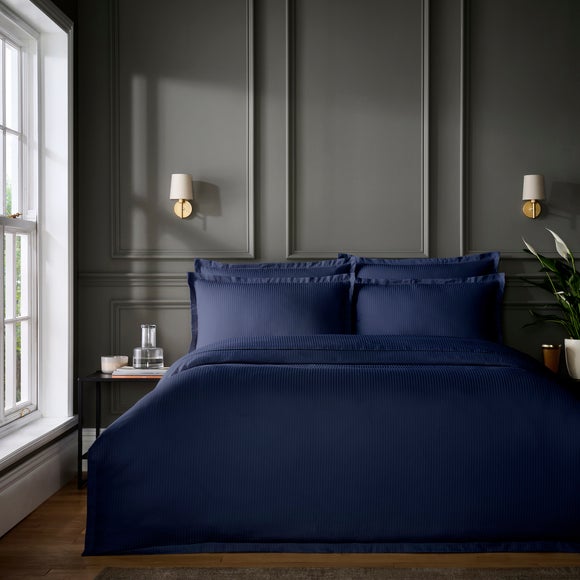 View Hotel Cotton Stripe 400 Thread Count Duvet Cover & Pillowcase Set