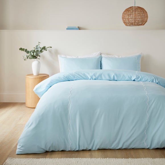 Bria Embroidered Scallop Duvet Cover & Pillowcase Set