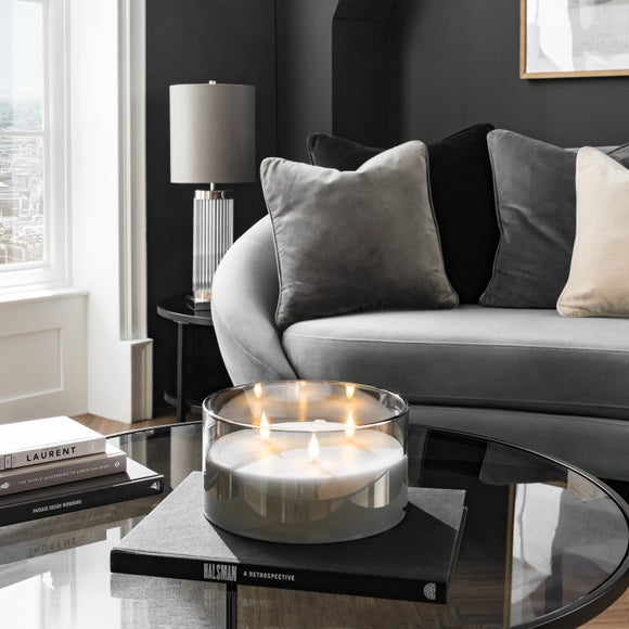 Wide Clear Glass LED Multiwick Candle