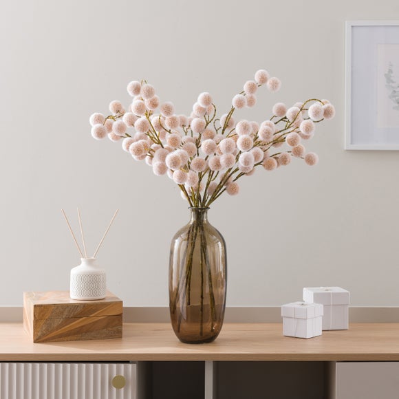 Artificial White Pompom Stem