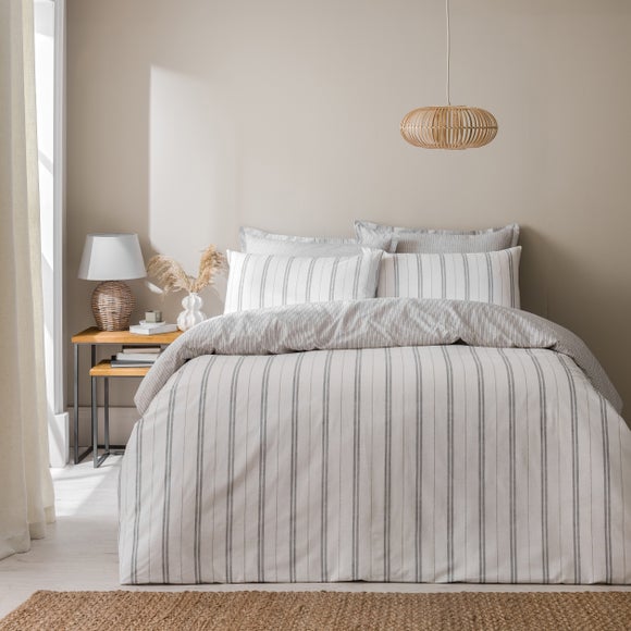 Pia Slub Stripe 100% Cotton Duvet Cover & Pillowcase Set