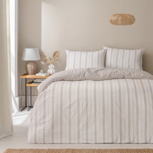 Pia Slub Stripe 100 Cotton Duvet Cover & Pillowcase Set