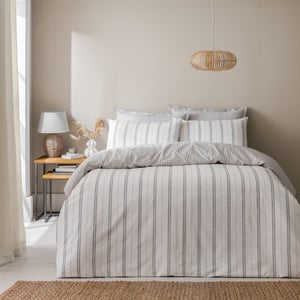 Pia Slub Stripe 100 Cotton Duvet Cover & Pillowcase Set
