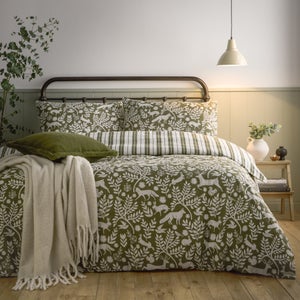Furn. Skandi Woodland 100 Brushed Cotton Duvet Cover And Pillowcase Set