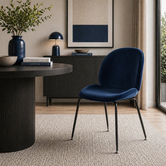 View Fusion Living Luxurious Velvet Dining Chair With Black Metal Legs View Fusion Living Luxurious Velvet Dining Chair With Black Metal Legs