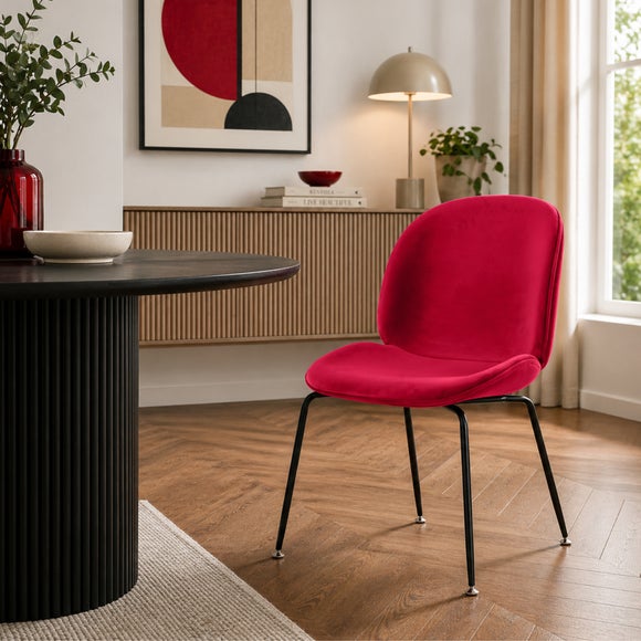 View Fusion Living Luxurious Velvet Dining Chair With Black Metal Legs View Fusion Living Luxurious Velvet Dining Chair With Black Metal Legs