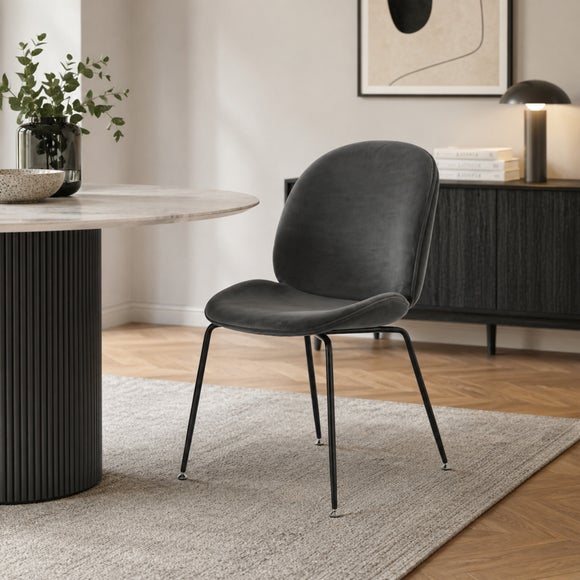 View Fusion Living Luxurious Velvet Dining Chair With Black Metal Legs View Fusion Living Luxurious Velvet Dining Chair With Black Metal Legs
