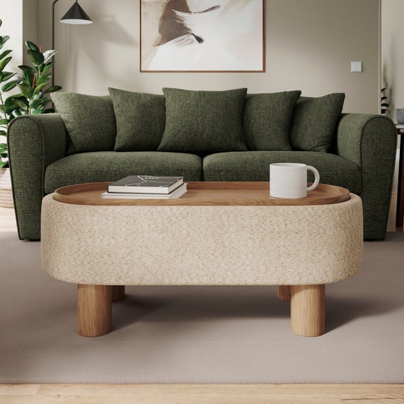 Zia Flecked Chenille Tray Table Ottoman