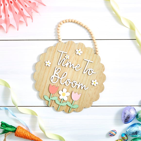 Time to Bloom Round Hanging Plaque