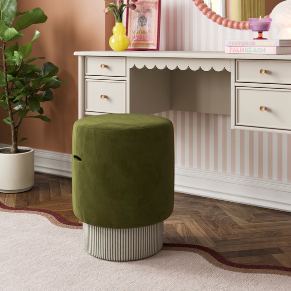 Neeva Tiny Stripe Velvet Mix Adjustable Height Stool