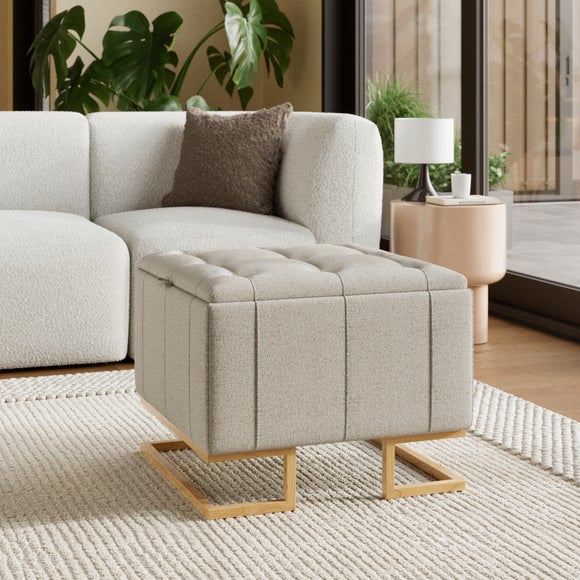 Holland Basketweave Square Tray Table Ottoman