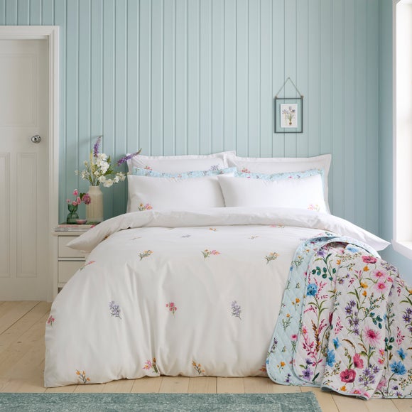 Foxley Embroidery 100% Cotton Duvet Cover & Pillowcase Set