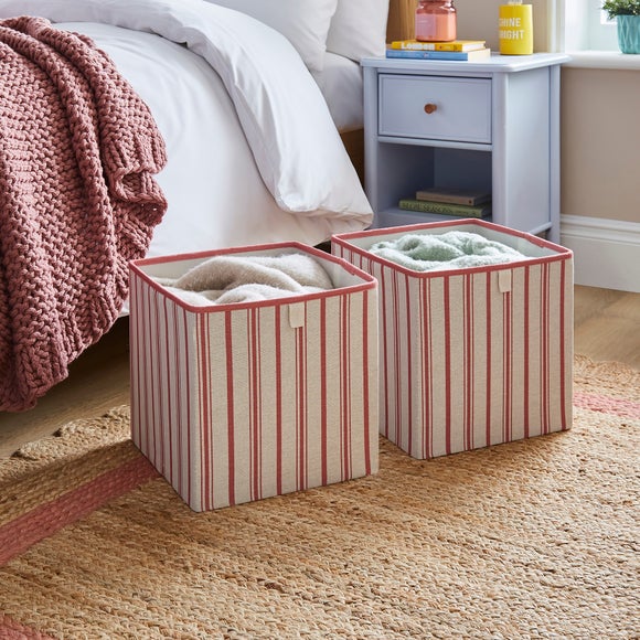 Set of 2 Striped Foldable Boxes