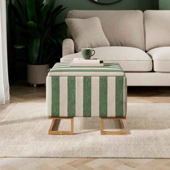 Holland Woven Stripe Square Tray Table Ottoman