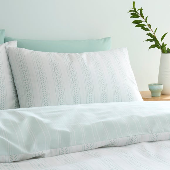 Leaf Stripe Polycotton Duvet Cover & Pillowcase Set