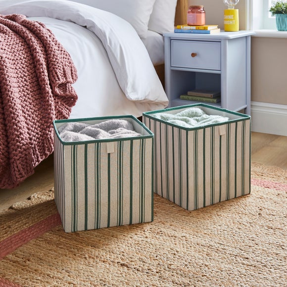 Set of 2 Striped Foldable Boxes