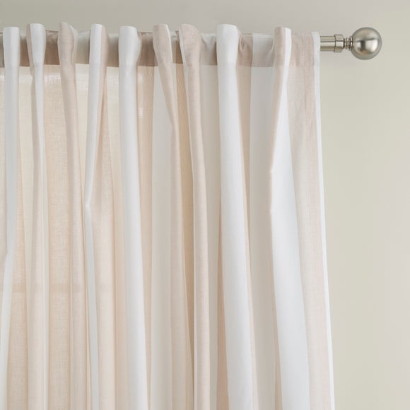 Maisie Woven Stripe 100% Cotton Unlined Slot Top Curtains