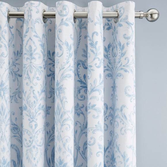 Ashleigh Damask 100% Cotton Blackout Eyelet Curtains