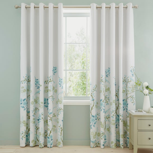 Ditsy Bird Polycotton Blackout Eyelet Curtains