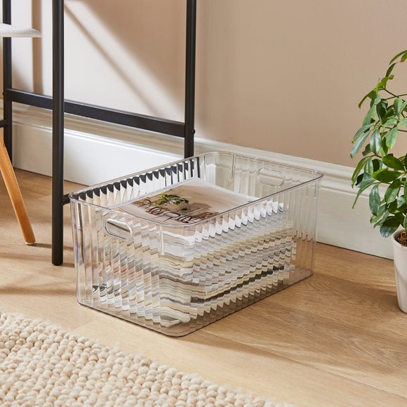 Ribbed Square Plastic Storage Basket
